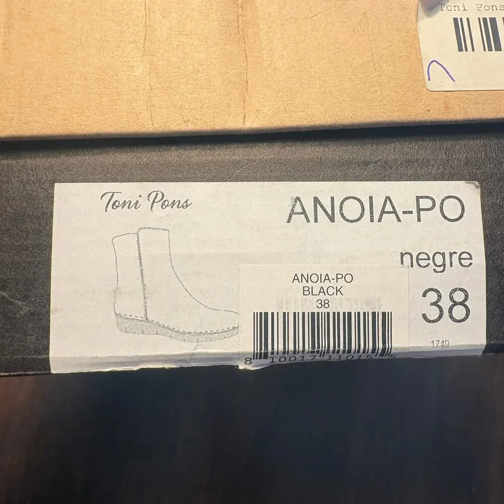 Toni Pons Wedge Leather Boots 38 7.5 Black NWT Ankle Mid Calf Booties Comfort